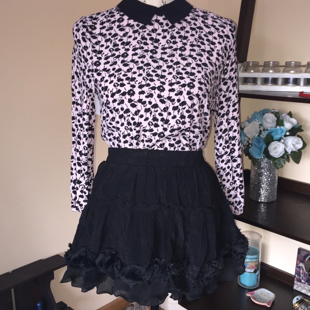 Black Flowered Skirt